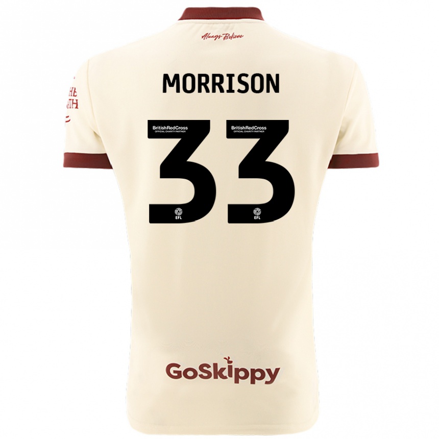 Men Football Elijah Morrison #33 Cream White Away Jersey 2024/25 T-Shirt