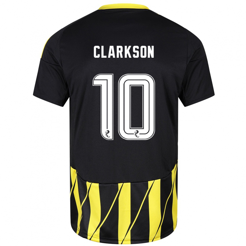 Men Football Leighton Clarkson #10 Black Yellow Away Jersey 2024/25 T-Shirt