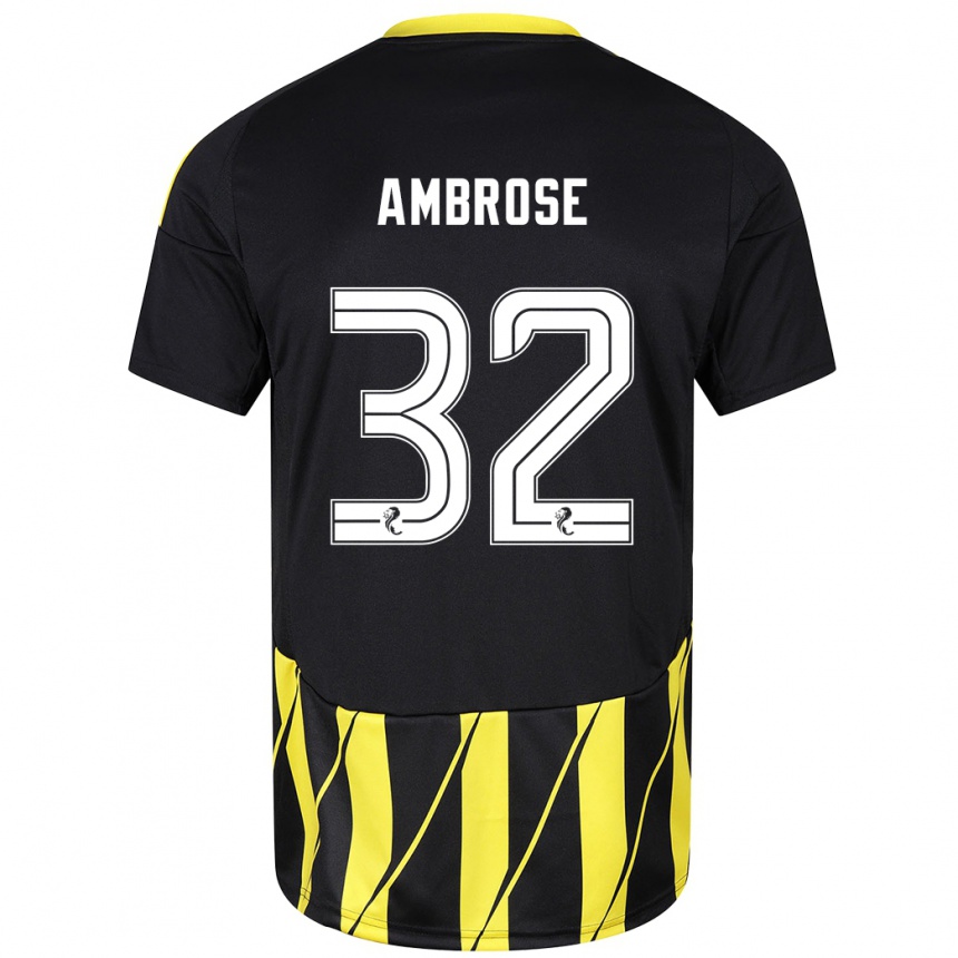 Men Football Peter Ambrose #32 Black Yellow Away Jersey 2024/25 T-Shirt