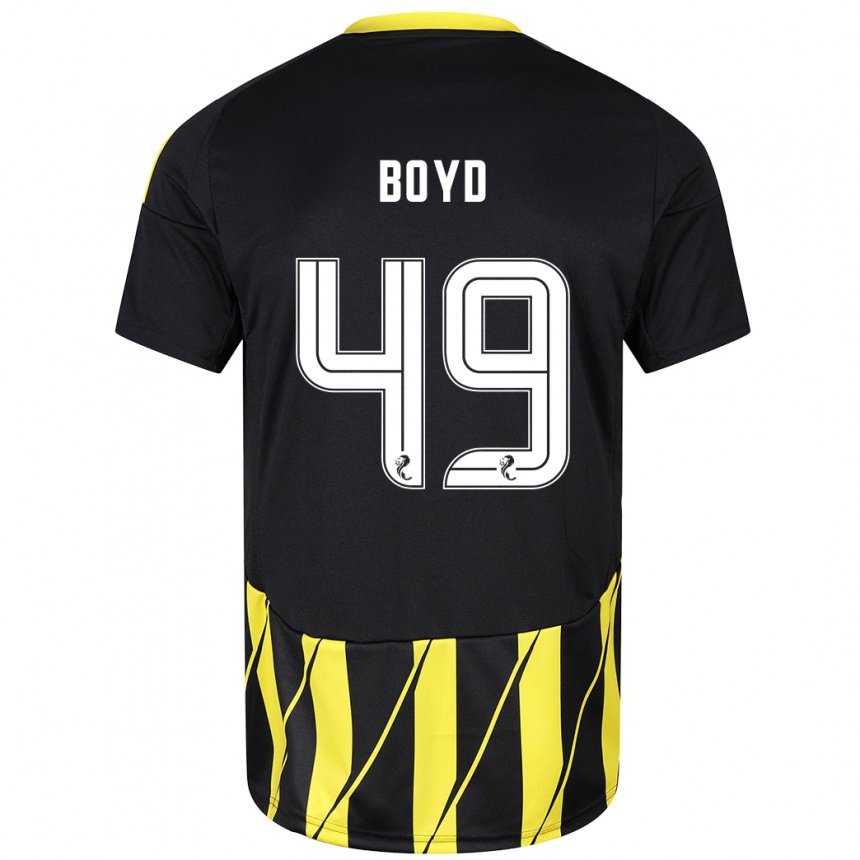 Men Football Fletcher Boyd #49 Black Yellow Away Jersey 2024/25 T-Shirt