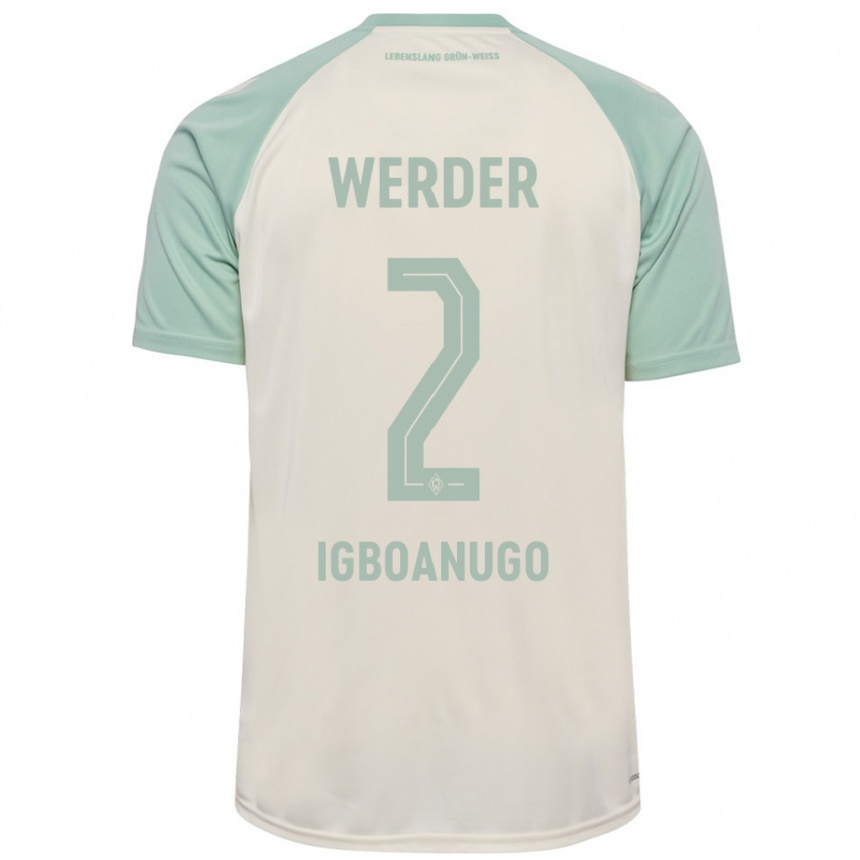 Men Football David Igboanugo #2 Off-White Light Green Away Jersey 2024/25 T-Shirt