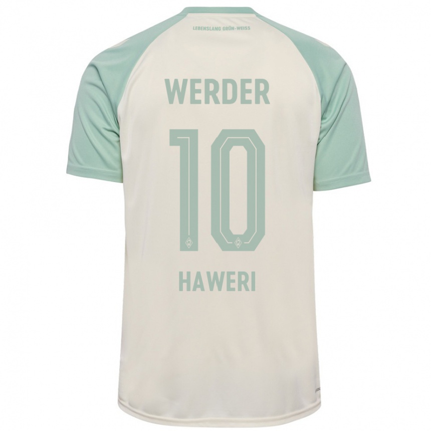 Men Football Adrian Haweri #10 Off-White Light Green Away Jersey 2024/25 T-Shirt