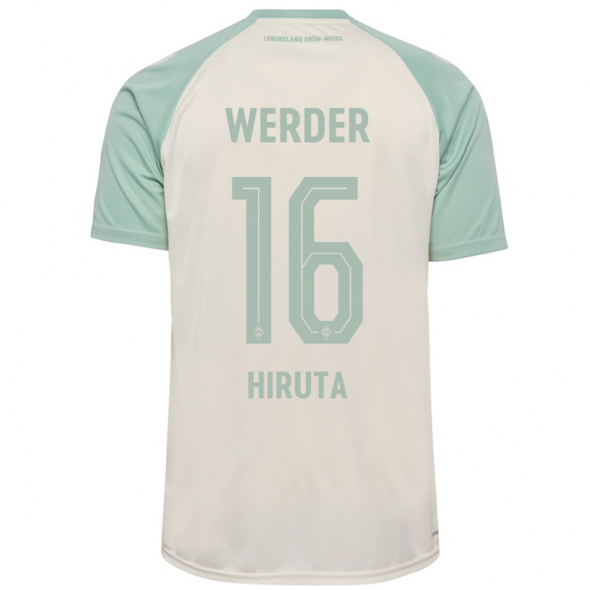 Men Football Ikumi Hiruta #16 Off-White Light Green Away Jersey 2024/25 T-Shirt