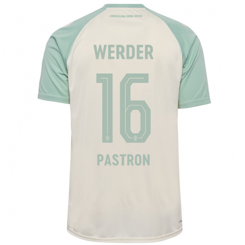 Men Football Alvin Pastron #16 Off-White Light Green Away Jersey 2024/25 T-Shirt