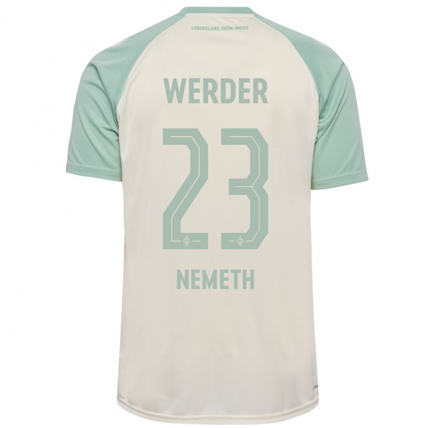 Men Football Hanna Nemeth #23 Off-White Light Green Away Jersey 2024/25 T-Shirt