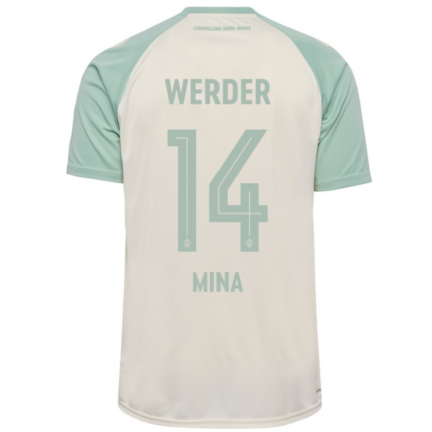 Men Football Johan Mina #14 Off-White Light Green Away Jersey 2024/25 T-Shirt