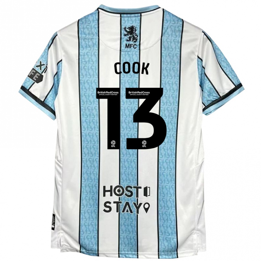 Men Football Ruby Cook #13 White Blue Away Jersey 2024/25 T-Shirt