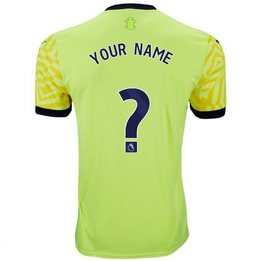 Men Football Your Name #0 Yellow Away Jersey 2024/25 T-Shirt