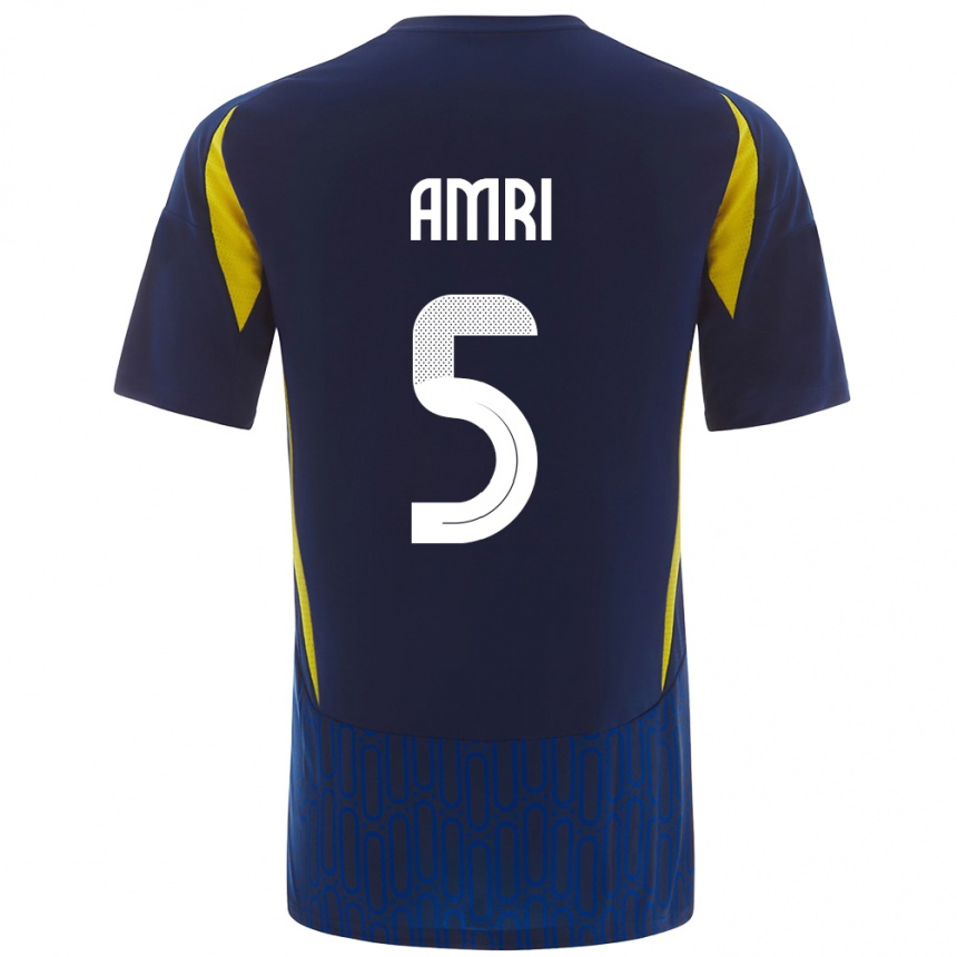 Men Football Abdulelah Al-Amri #5 Blue Yellow Away Jersey 2024/25 T-Shirt