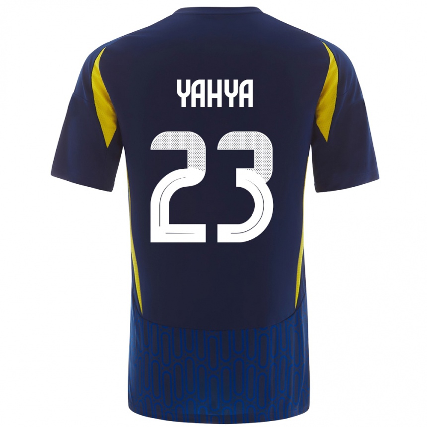 Men Football Ayman Yahya #23 Blue Yellow Away Jersey 2024/25 T-Shirt