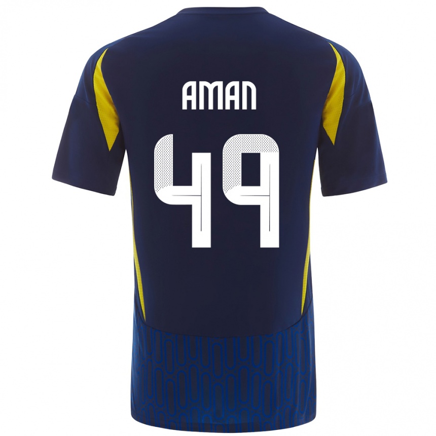 Men Football Awad Aman #49 Blue Yellow Away Jersey 2024/25 T-Shirt