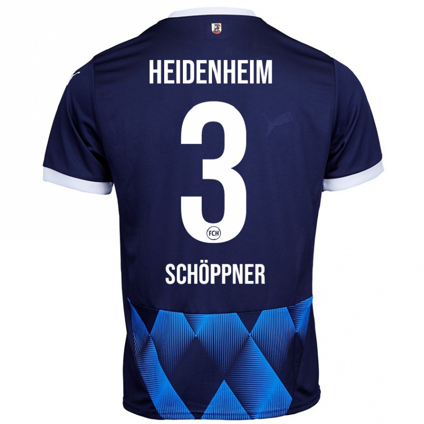 Men Football Jan Schöppner #3 Dark Navy Blue Away Jersey 2024/25 T-Shirt