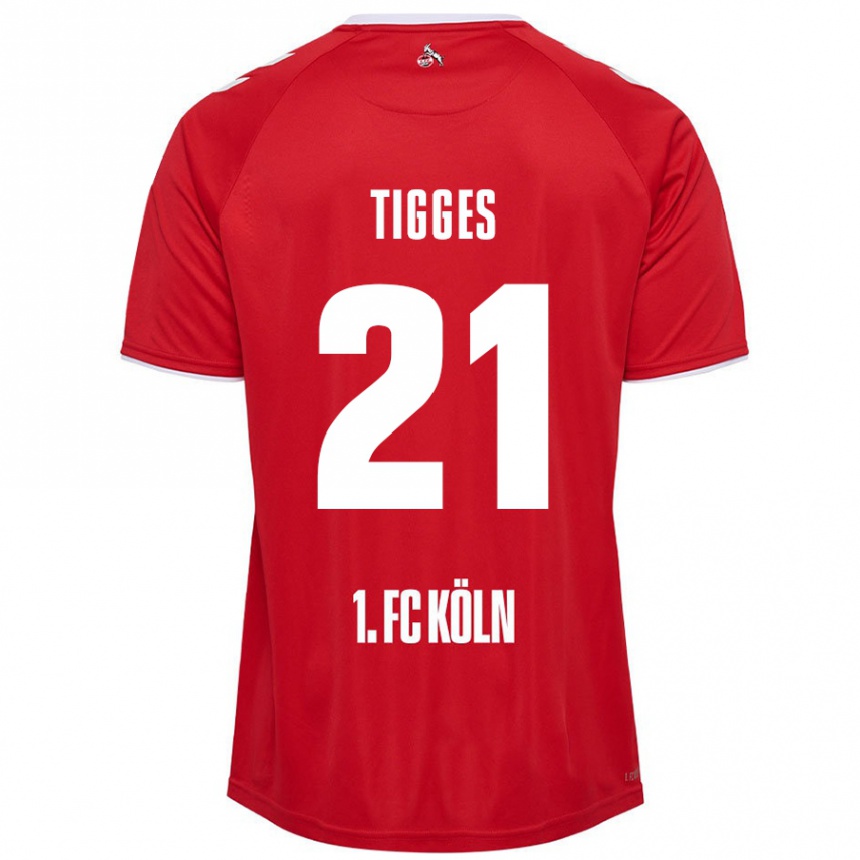 Men Football Steffen Tigges #21 Red White Away Jersey 2024/25 T-Shirt