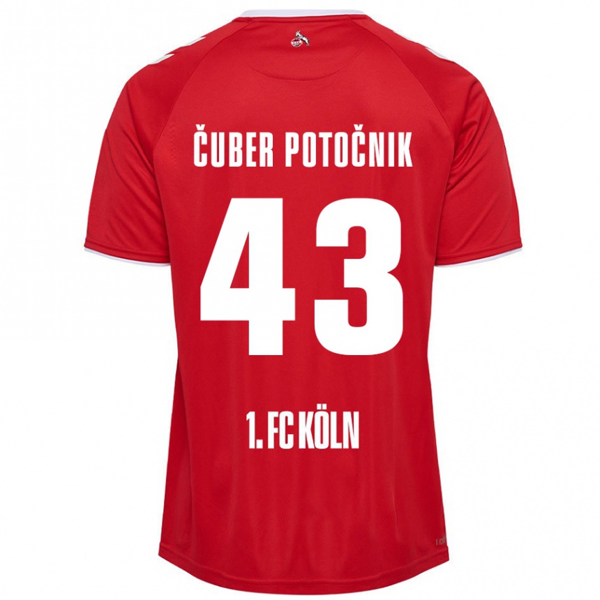 Men Football Jaka Cuber Potocnik #43 Red White Away Jersey 2024/25 T-Shirt