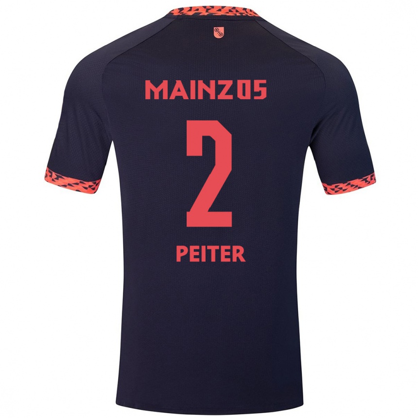 Men Football Chiara Peiter #2 Blue Coral Red Away Jersey 2024/25 T-Shirt