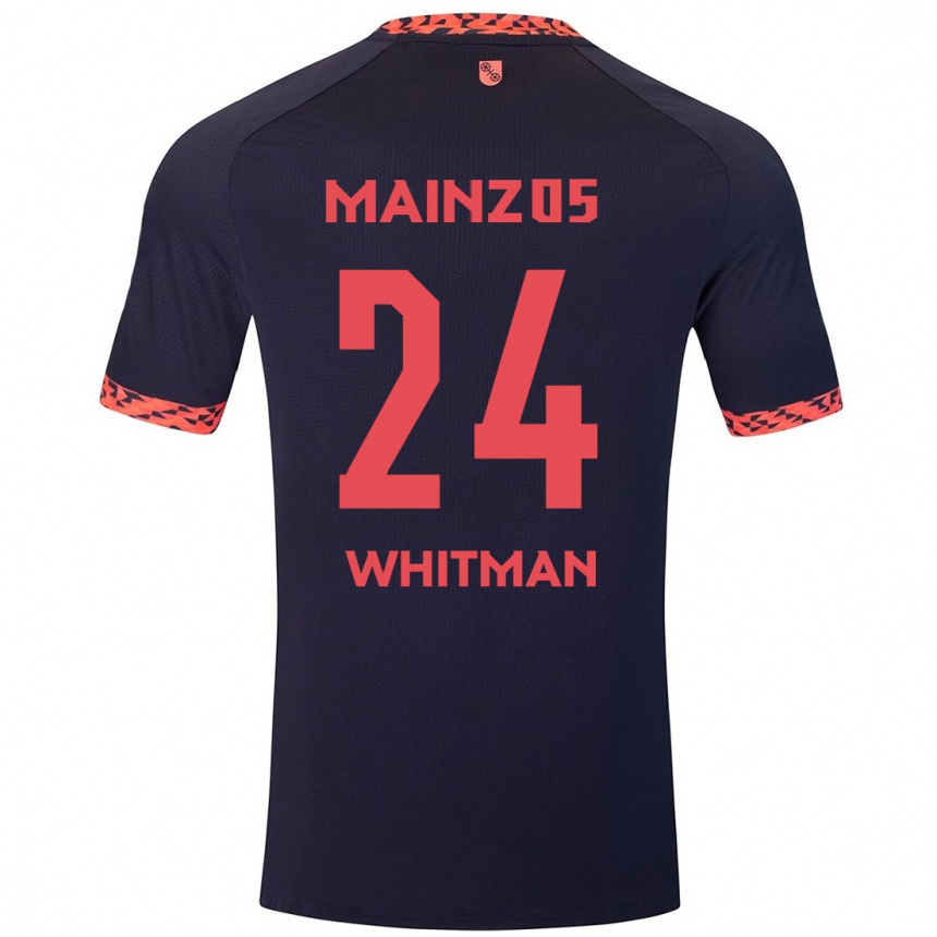 Men Football Katherine Whitman #24 Blue Coral Red Away Jersey 2024/25 T-Shirt