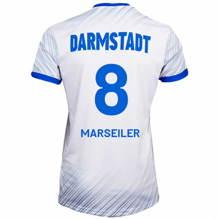 Men Football Luca Marseiler #8 White Blue Away Jersey 2024/25 T-Shirt