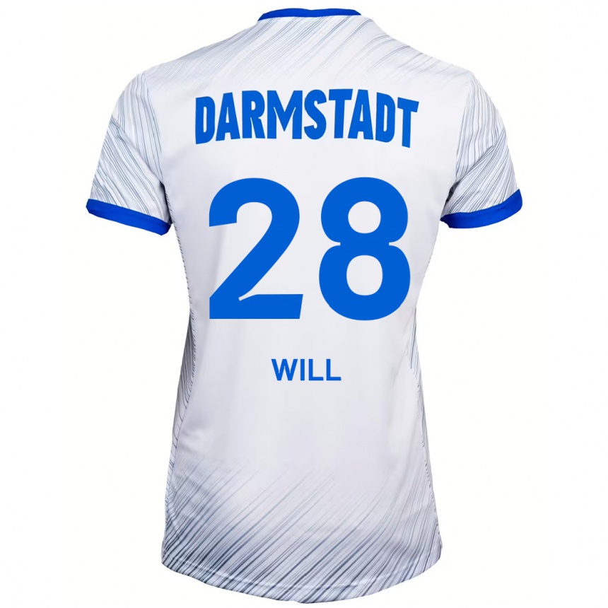 Men Football Paul Will #28 White Blue Away Jersey 2024/25 T-Shirt