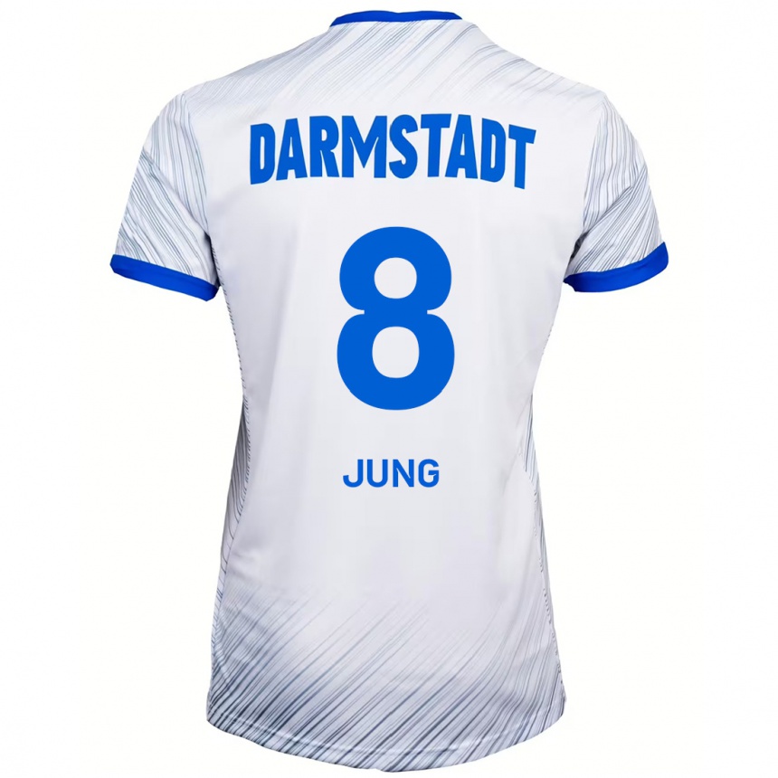 Men Football Lennon Jung #8 White Blue Away Jersey 2024/25 T-Shirt