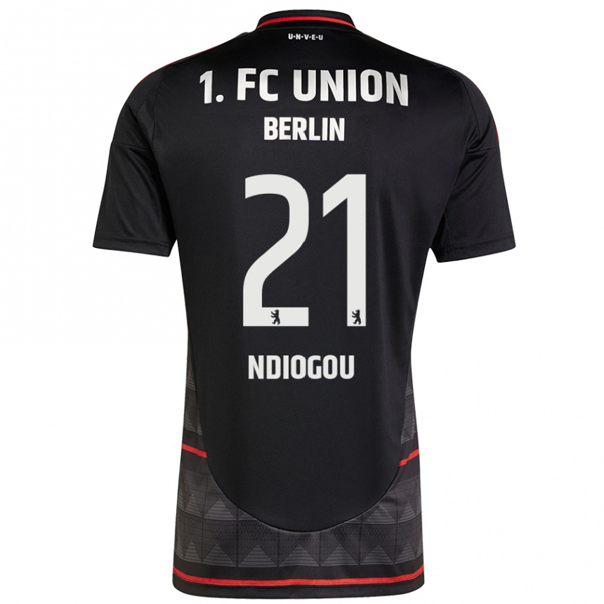 Men Football Pape-Omar Ndiogou #21 Black Away Jersey 2024/25 T-Shirt