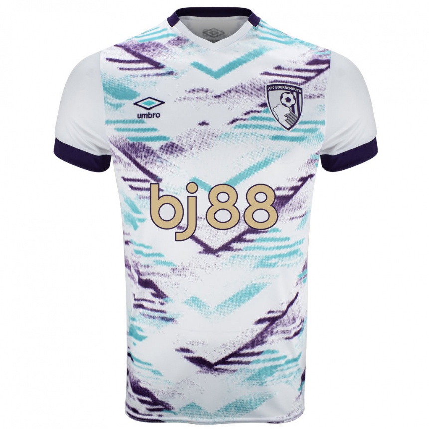 Men Football Justin Kluivert #19 White Green Purple Away Jersey 2024/25 T-Shirt