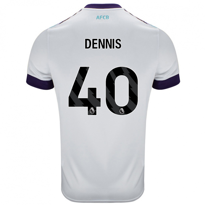 Men Football Will Dennis #40 White Green Purple Away Jersey 2024/25 T-Shirt