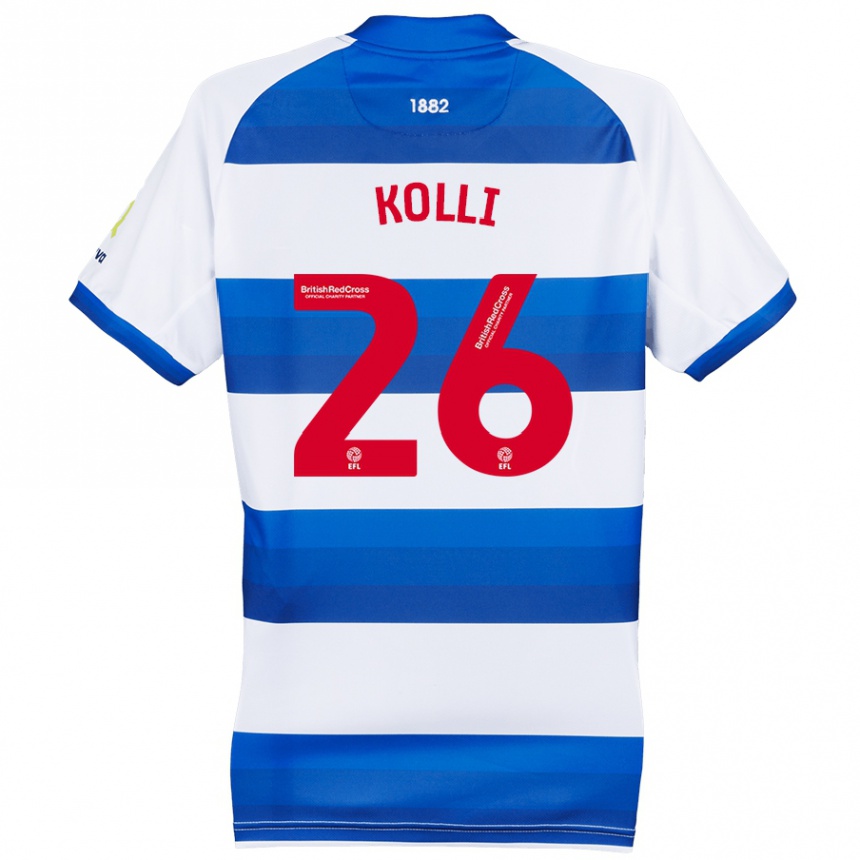 Women Football Rayan Kolli #26 White Blue Home Jersey 2024/25 T-Shirt