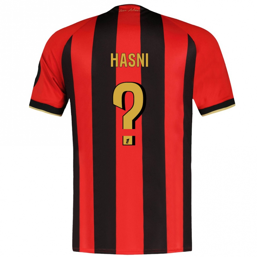 Women Football Zinedine Hasni #0 Red Black Home Jersey 2024/25 T-Shirt