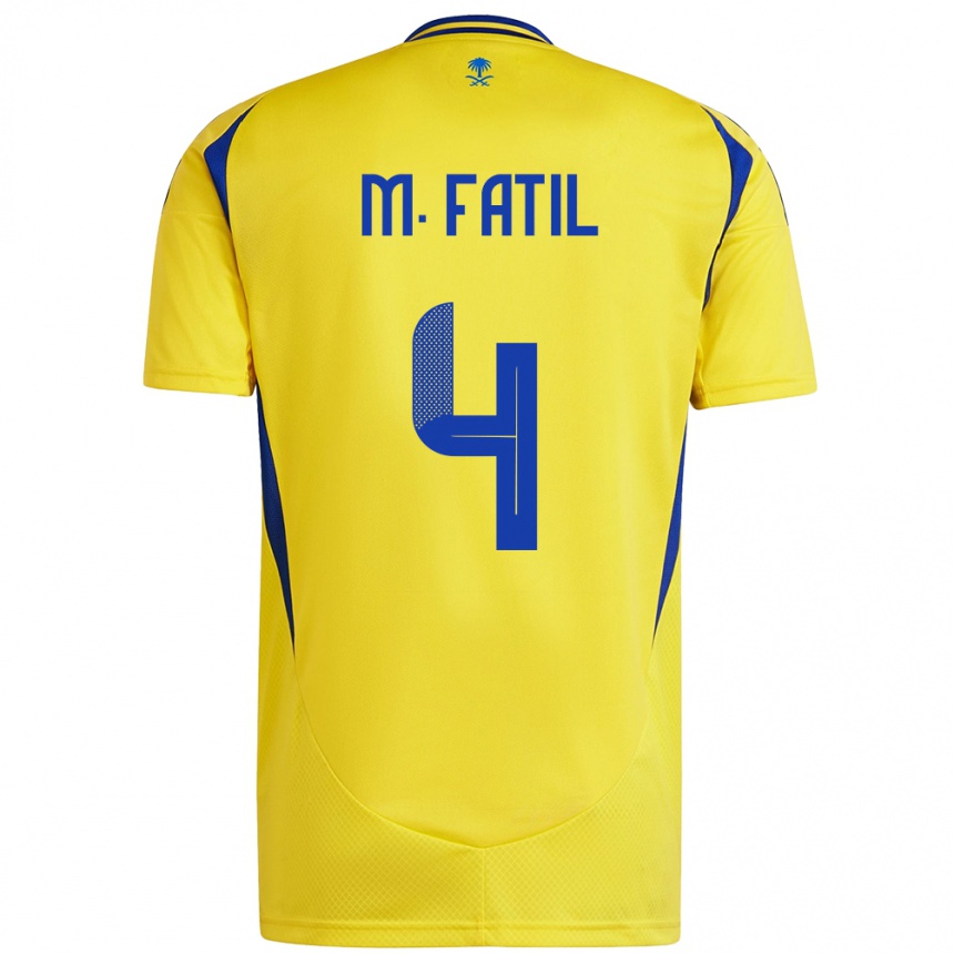 Women Football Mohammed Al-Fatil #4 Yellow Blue Home Jersey 2024/25 T-Shirt