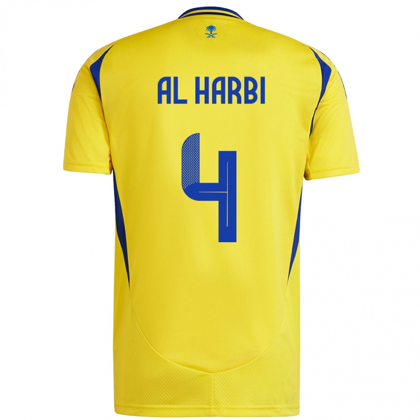 Women Football Fay Al-Harbi #4 Yellow Blue Home Jersey 2024/25 T-Shirt