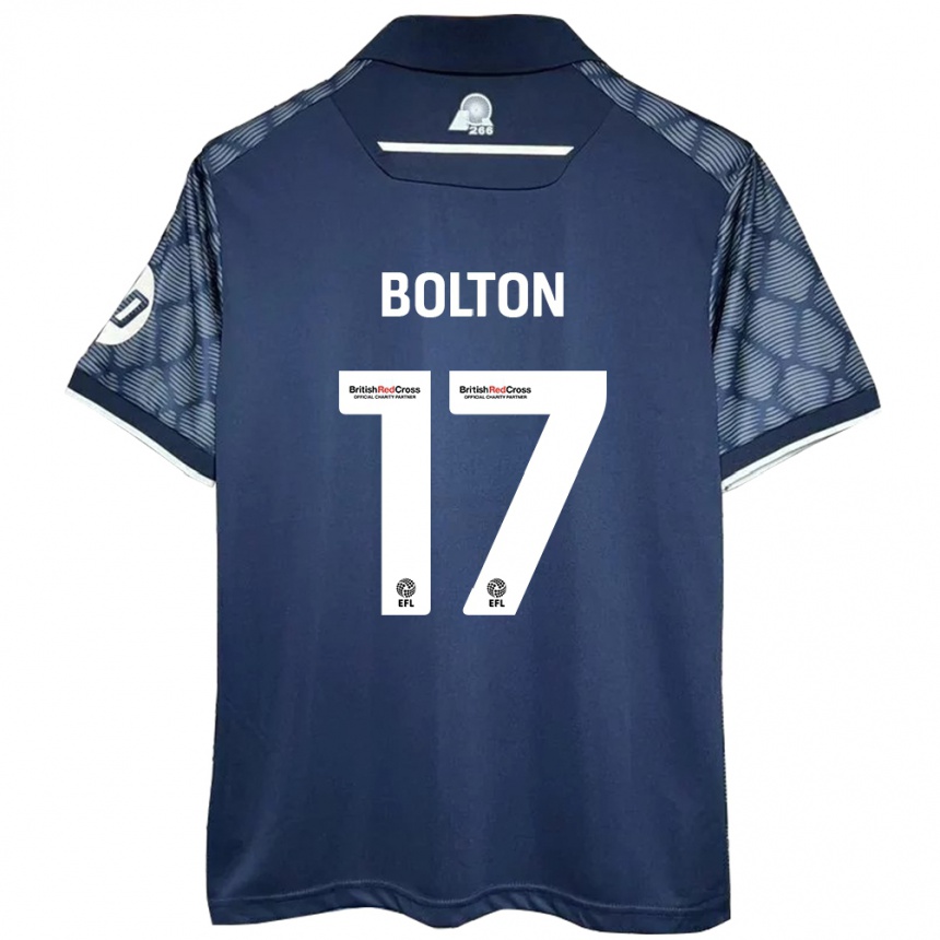 Women Football Luke Bolton #17 Black Away Jersey 2024/25 T-Shirt