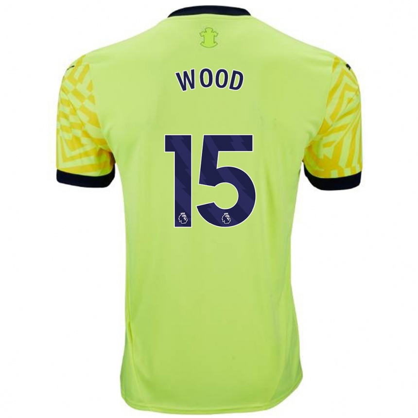 Women Football Nathan Wood #15 Yellow Away Jersey 2024/25 T-Shirt