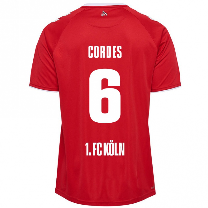 Women Football Lotta Cordes #6 Red White Away Jersey 2024/25 T-Shirt