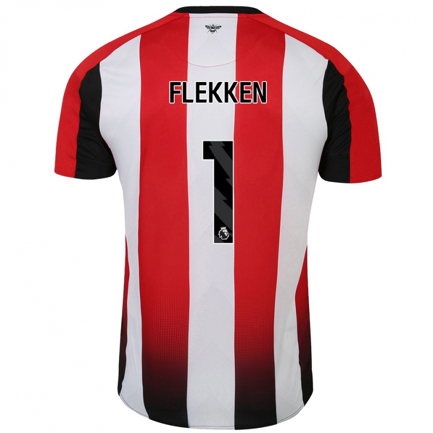 Kids Football Mark Flekken #1 Red White Home Jersey 2024/25 T-Shirt