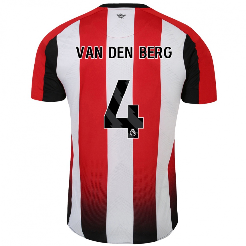 Kids Football Sepp Van Den Berg #4 Red White Home Jersey 2024/25 T-Shirt