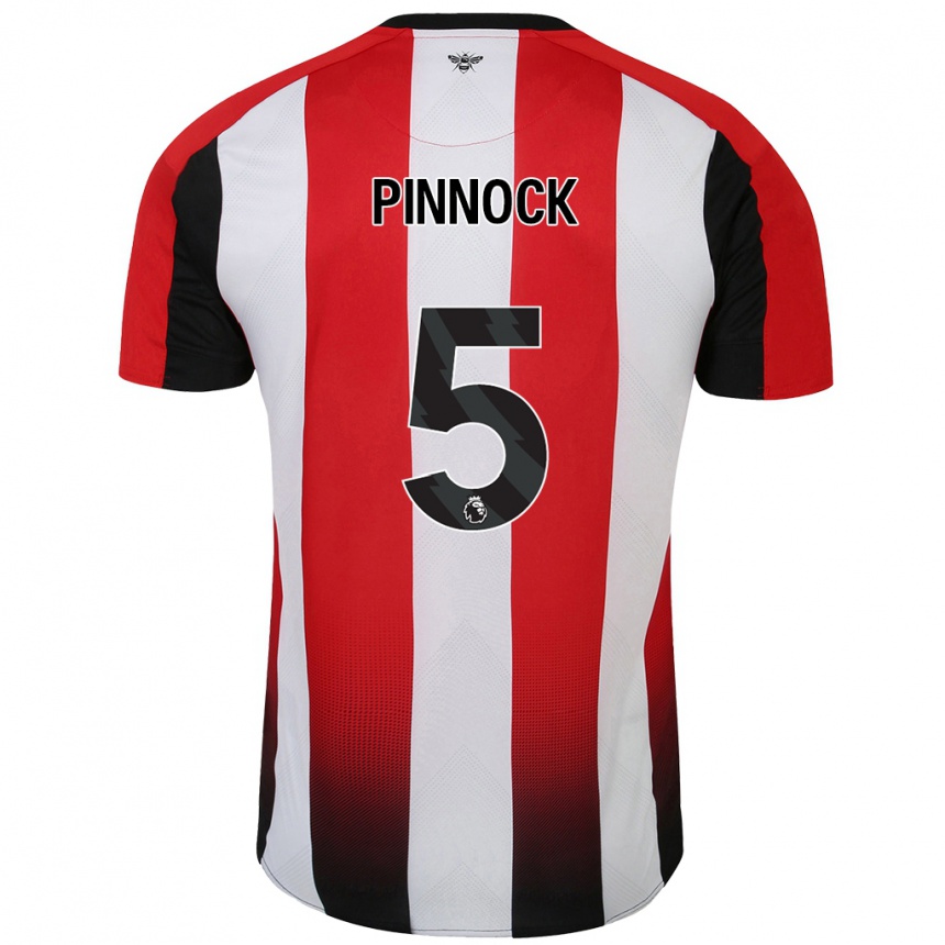 Kids Football Ethan Pinnock #5 Red White Home Jersey 2024/25 T-Shirt