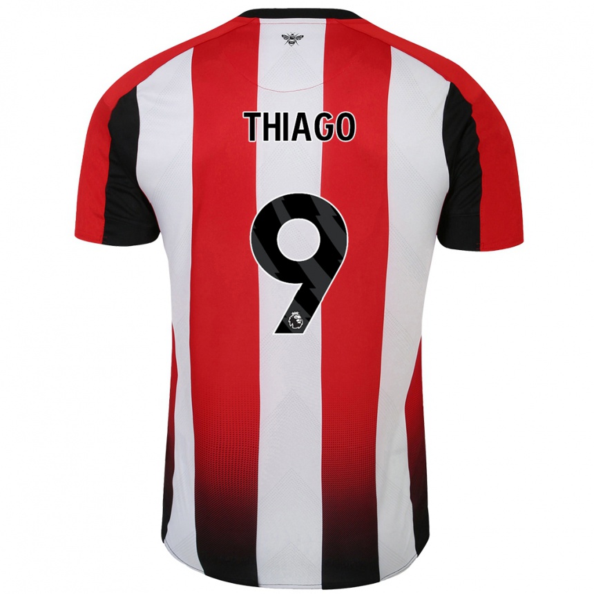 Kids Football Igor Thiago #9 Red White Home Jersey 2024/25 T-Shirt