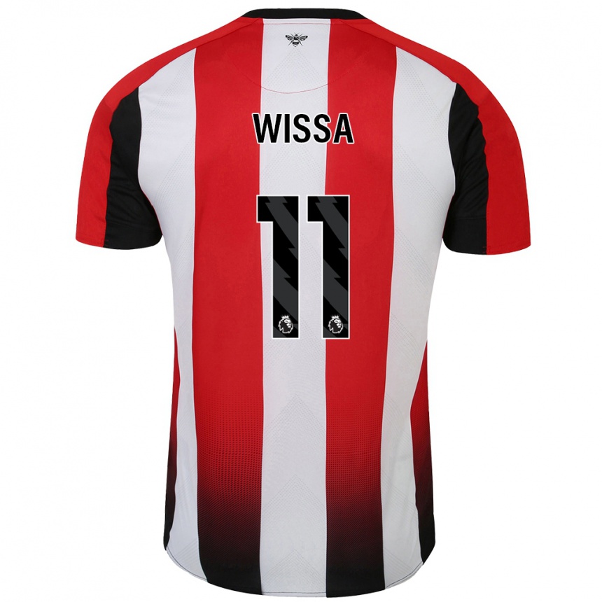 Kids Football Yoane Wissa #11 Red White Home Jersey 2024/25 T-Shirt