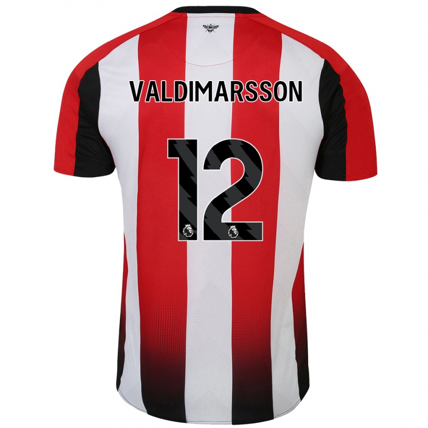 Kids Football Hákon Rafn Valdimarsson #12 Red White Home Jersey 2024/25 T-Shirt