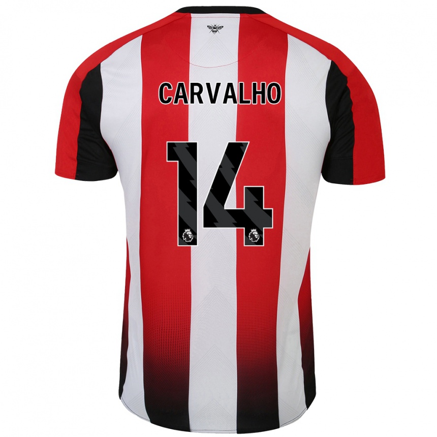 Kids Football Fabio Carvalho #14 Red White Home Jersey 2024/25 T-Shirt