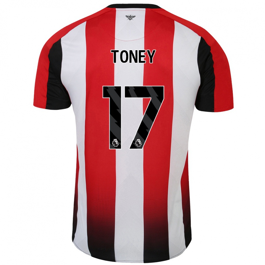 Kids Football Ivan Toney #17 Red White Home Jersey 2024/25 T-Shirt