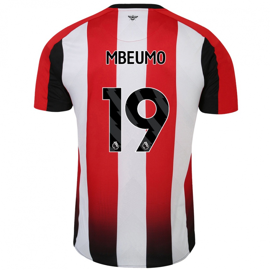 Kids Football Bryan Mbeumo #19 Red White Home Jersey 2024/25 T-Shirt