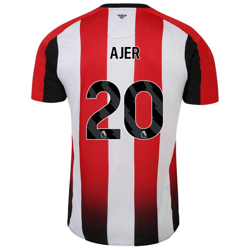 Kids Football Kristoffer Ajer #20 Red White Home Jersey 2024/25 T-Shirt