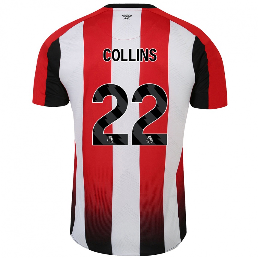 Kids Football Nathan Collins #22 Red White Home Jersey 2024/25 T-Shirt