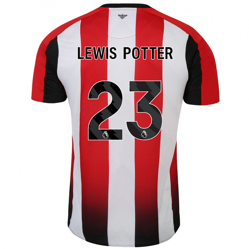 Kids Football Keane Lewis-Potter #23 Red White Home Jersey 2024/25 T-Shirt