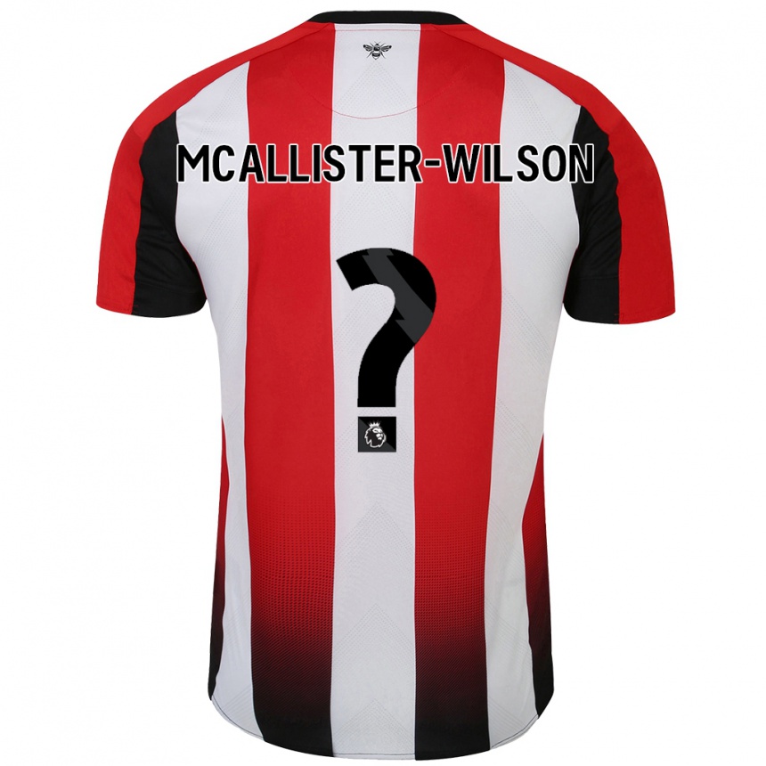 Kids Football Zack Mcallister-Wilson #0 Red White Home Jersey 2024/25 T-Shirt