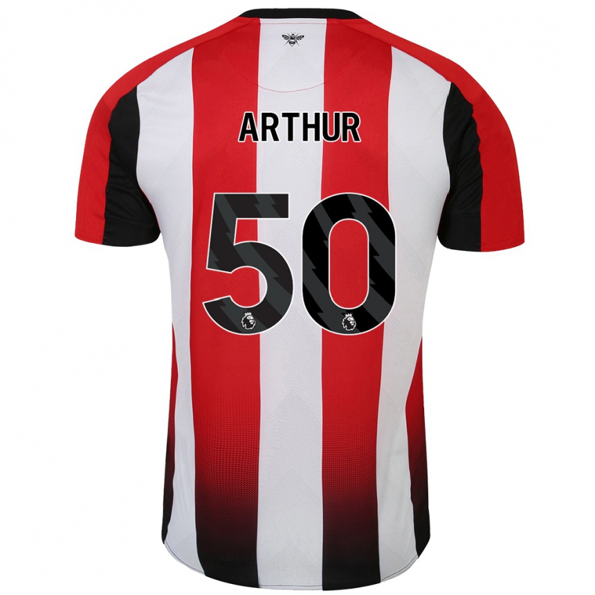 Kids Football Benjamin Arthur #50 Red White Home Jersey 2024/25 T-Shirt