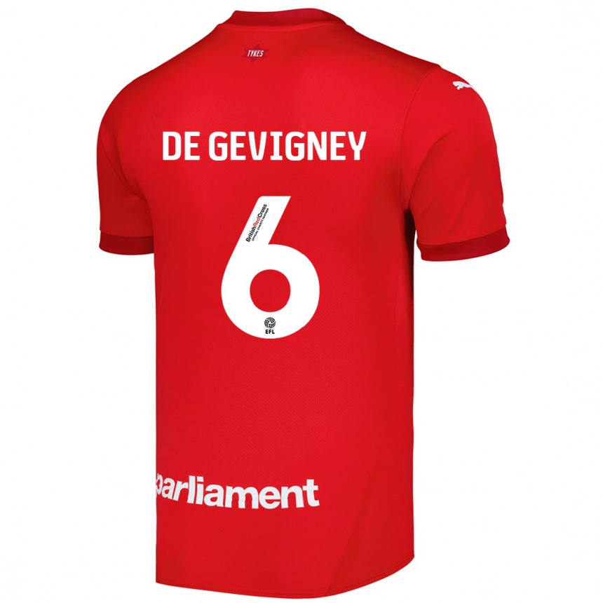 Kids Football Maël De Gevigney #6 Red Home Jersey 2024/25 T-Shirt