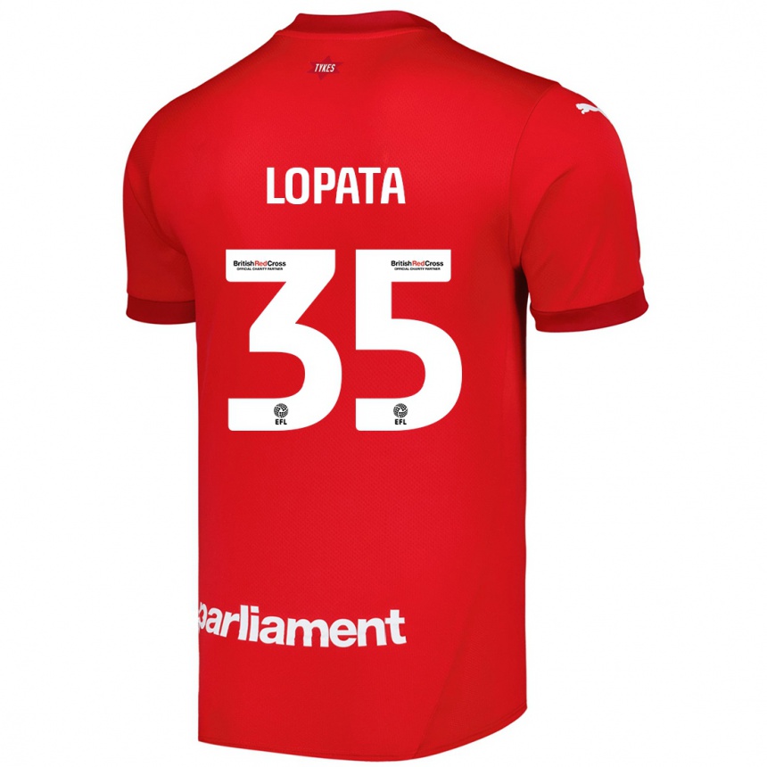 Kids Football Kacper Lopata #35 Red Home Jersey 2024/25 T-Shirt