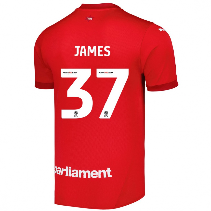 Kids Football Nathan James #37 Red Home Jersey 2024/25 T-Shirt